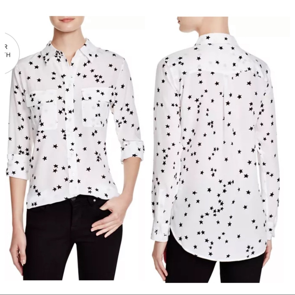 Equipment Slim Signature Silk Top, Size Large - Star Pattern